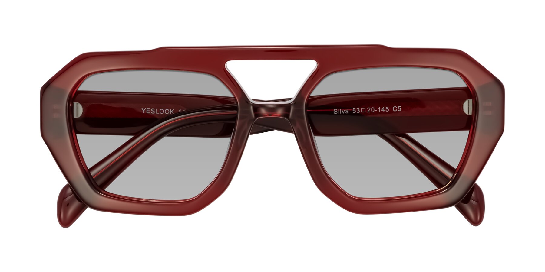 Folded Front of Silva in Wine with Light Gray Tinted Lenses