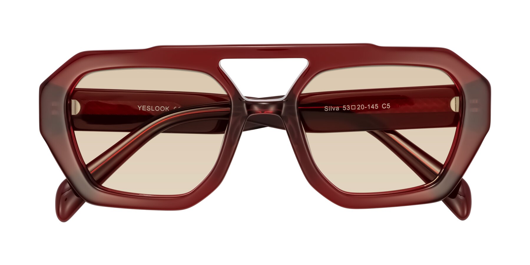 Folded Front of Silva in Wine with Light Brown Tinted Lenses