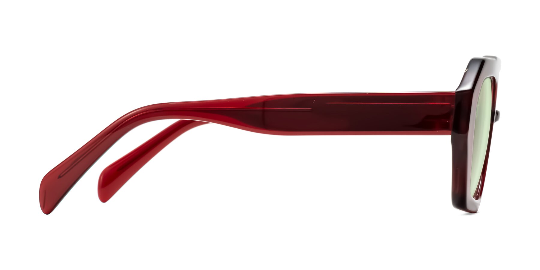 Side of Silva in Wine with Light Green Tinted Lenses