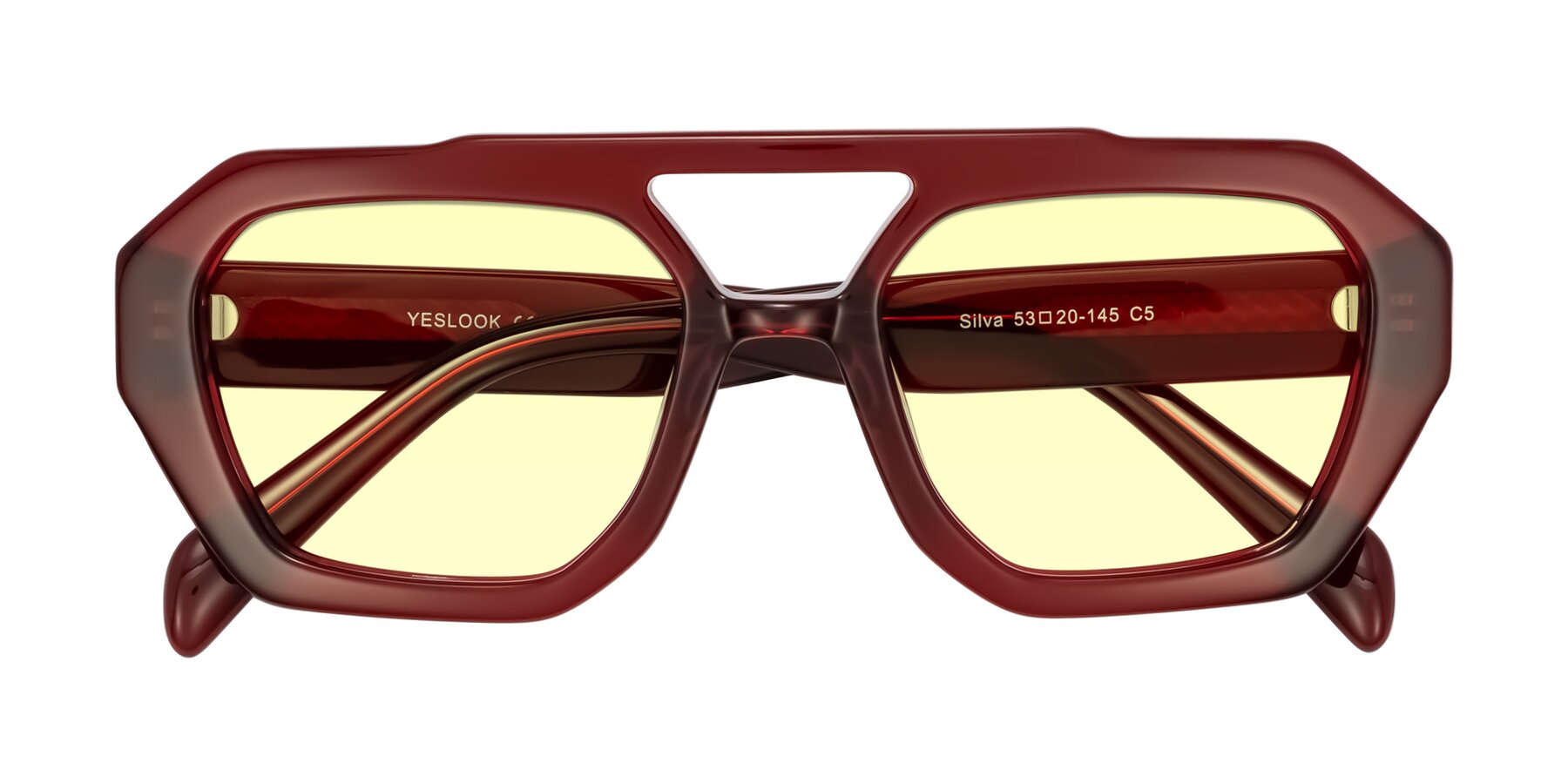 Folded Front of Silva in Wine with Light Yellow Tinted Lenses