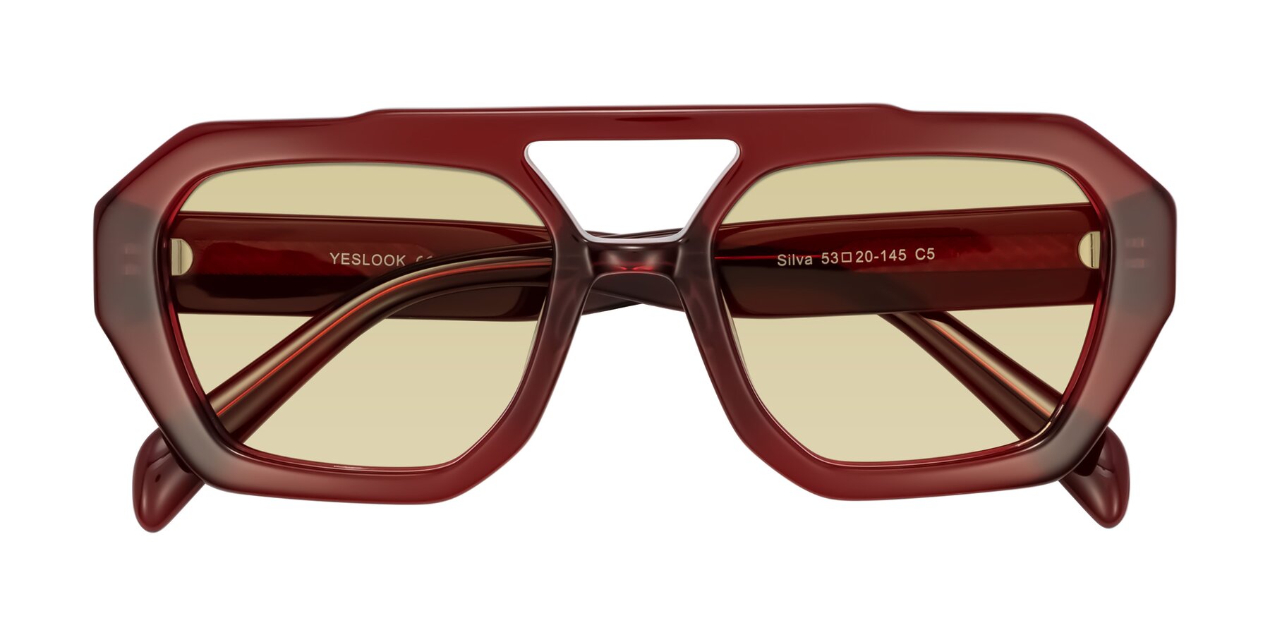 Folded Front of Silva in Wine with Light Champagne Tinted Lenses