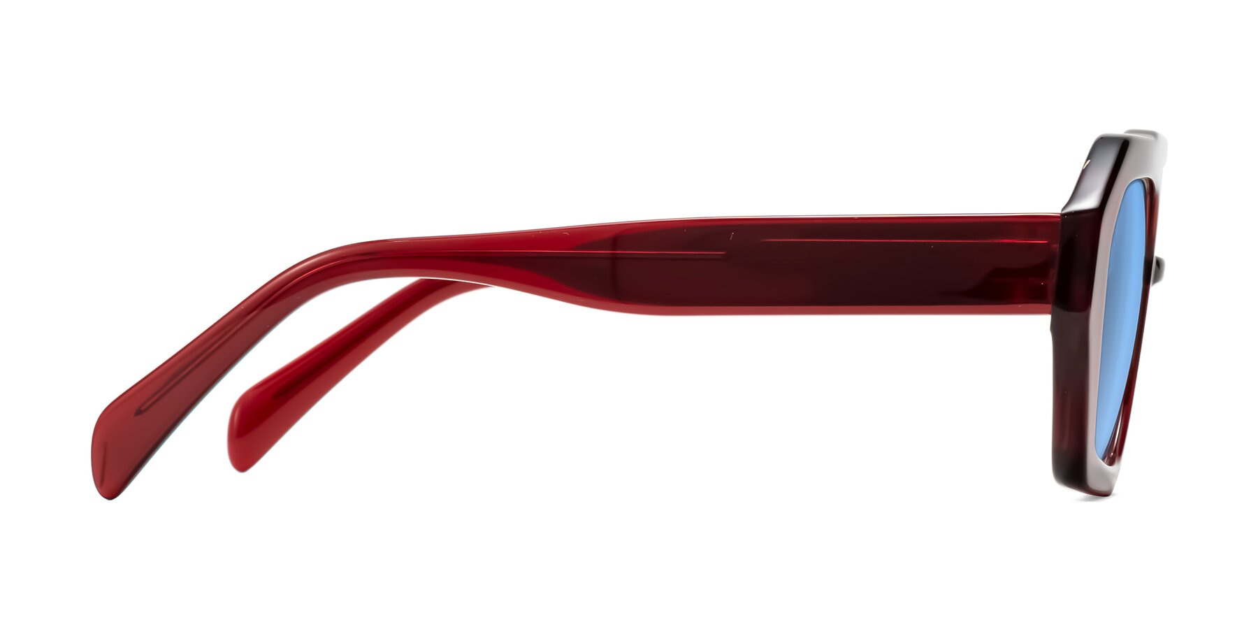 Side of Silva in Wine with Medium Blue Tinted Lenses