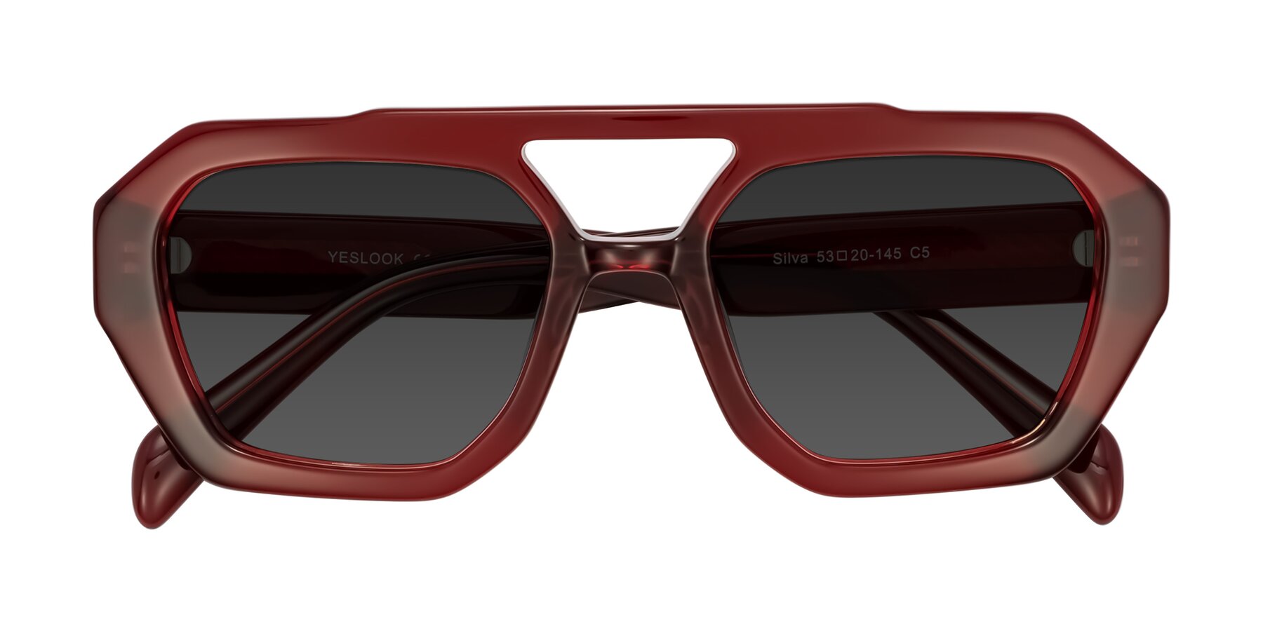 Folded Front of Silva in Wine with Gray Tinted Lenses