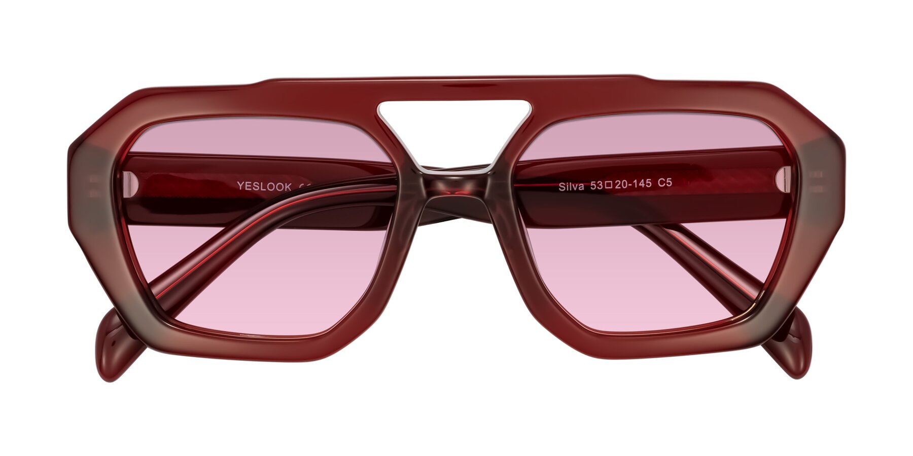 Folded Front of Silva in Wine with Light Wine Tinted Lenses