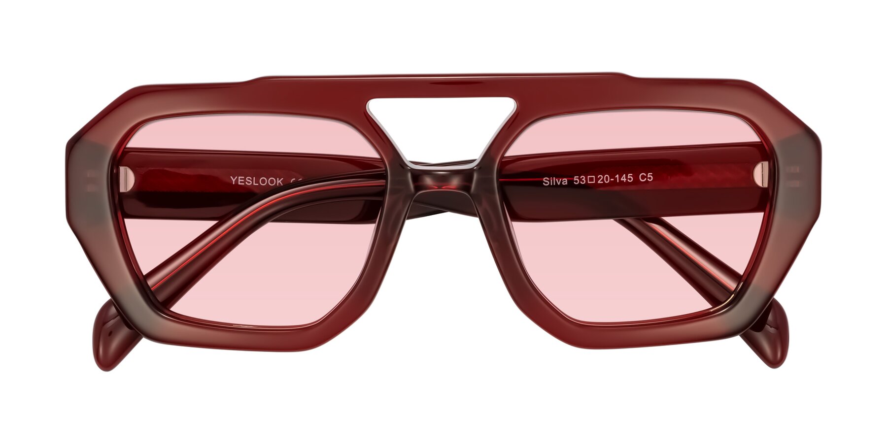 Folded Front of Silva in Wine with Light Garnet Tinted Lenses