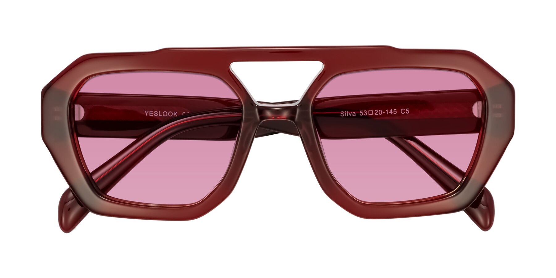 Folded Front of Silva in Wine with Medium Wine Tinted Lenses