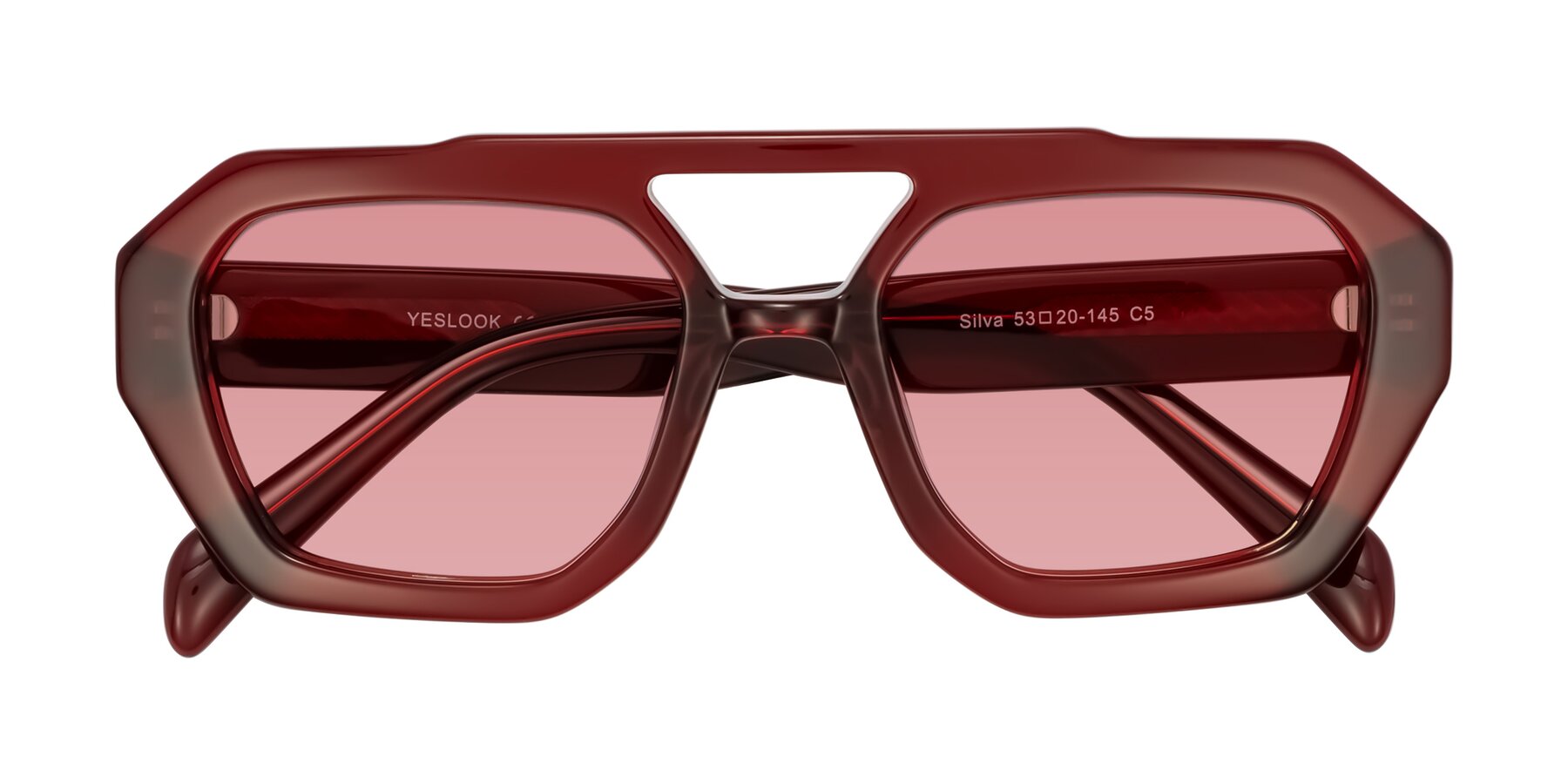 Folded Front of Silva in Wine with Medium Garnet Tinted Lenses