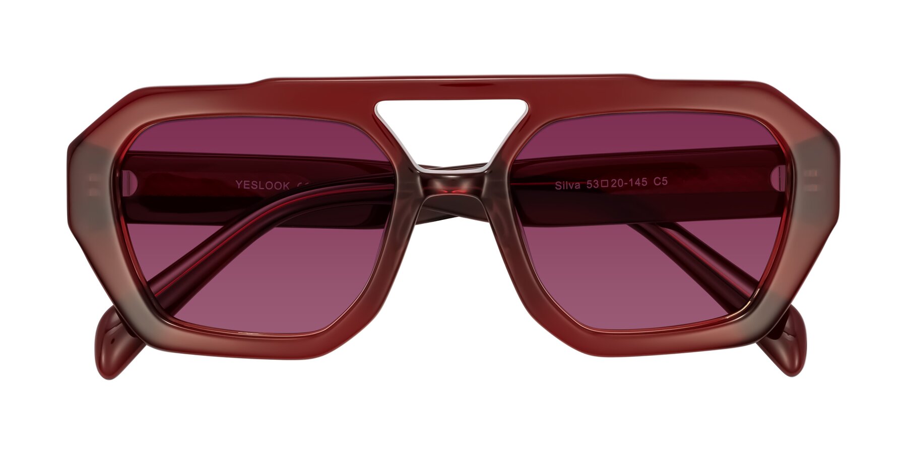 Folded Front of Silva in Wine with Wine Tinted Lenses