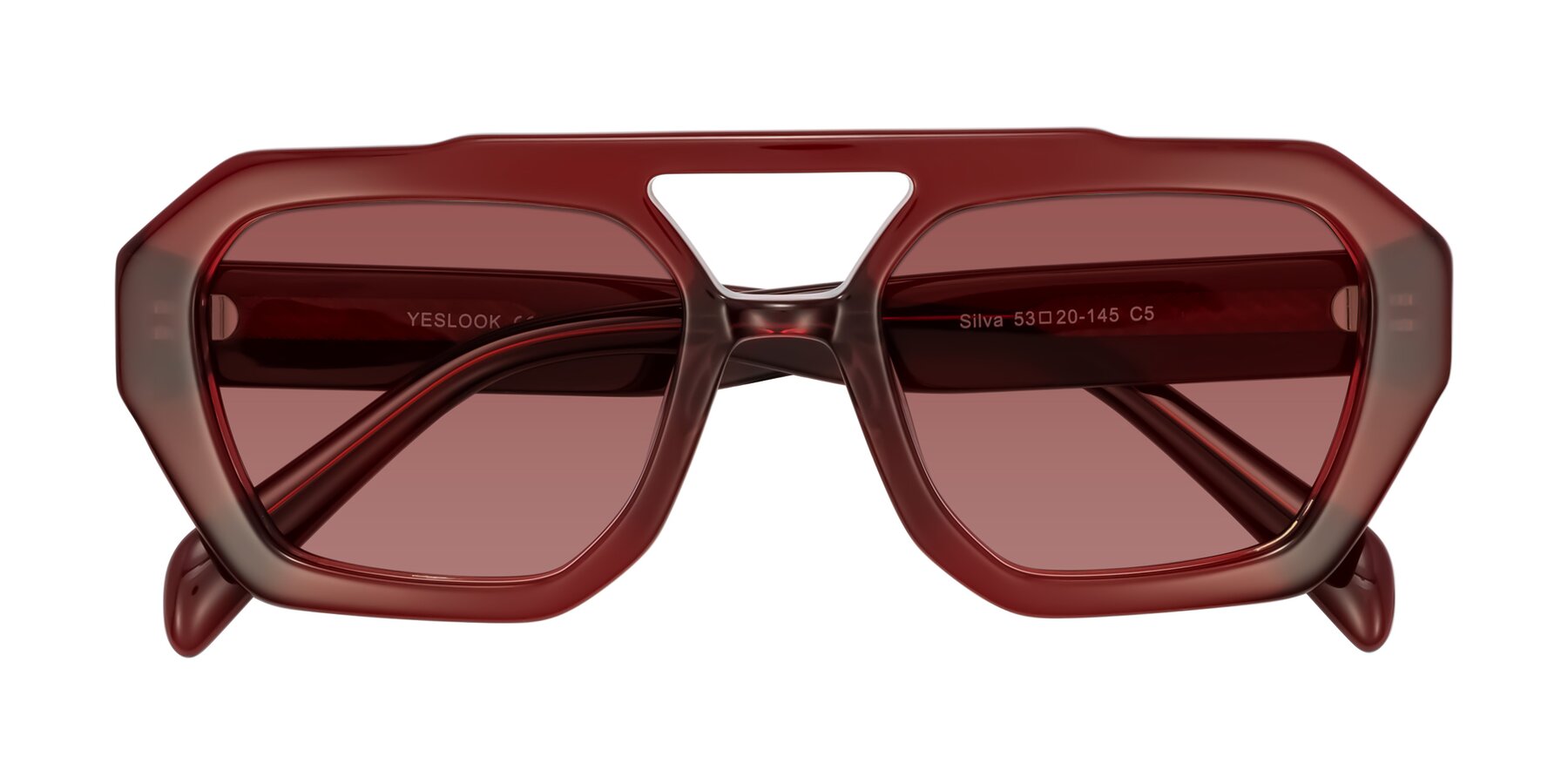 Folded Front of Silva in Wine with Garnet Tinted Lenses
