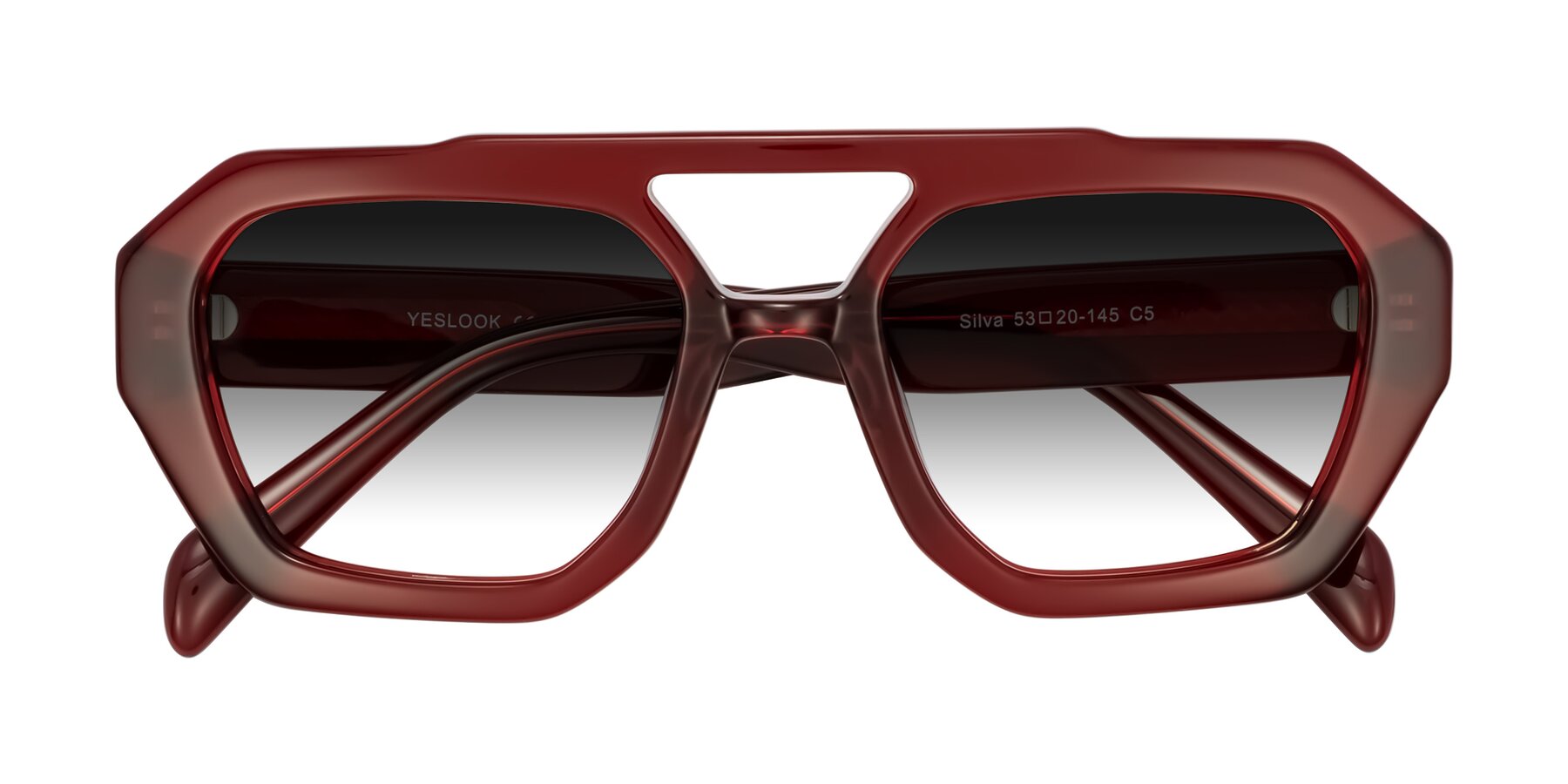Folded Front of Silva in Wine with Gray Gradient Lenses