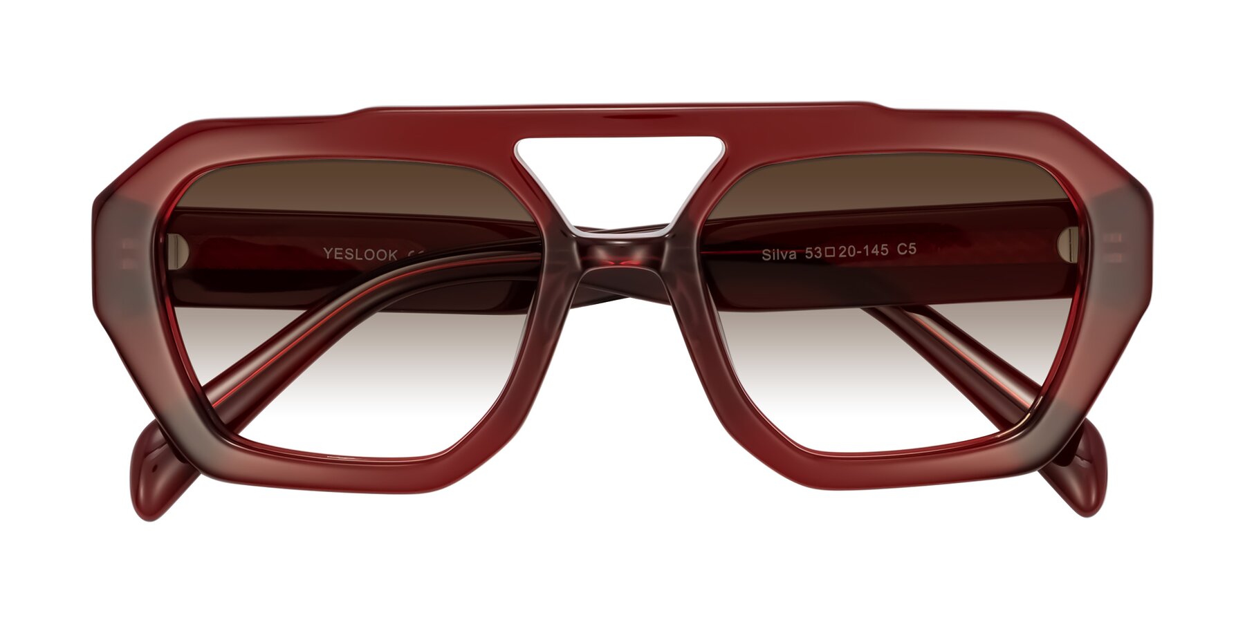 Folded Front of Silva in Wine with Brown Gradient Lenses