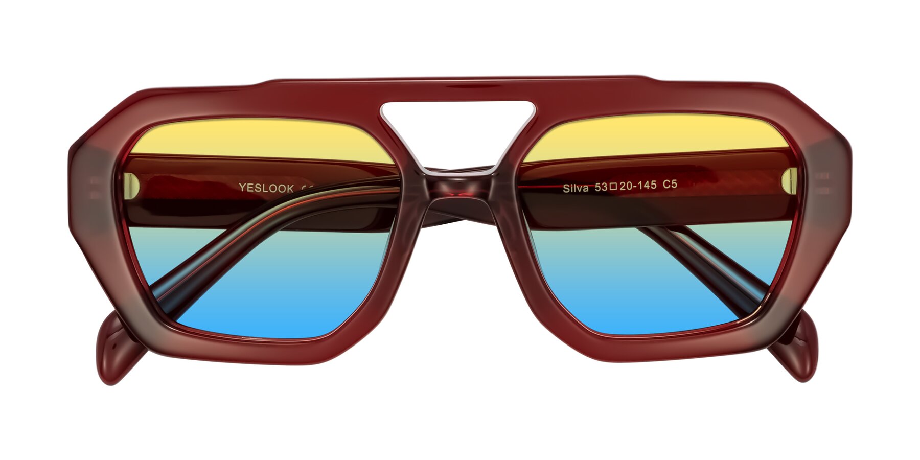 Folded Front of Silva in Wine with Yellow / Blue Gradient Lenses