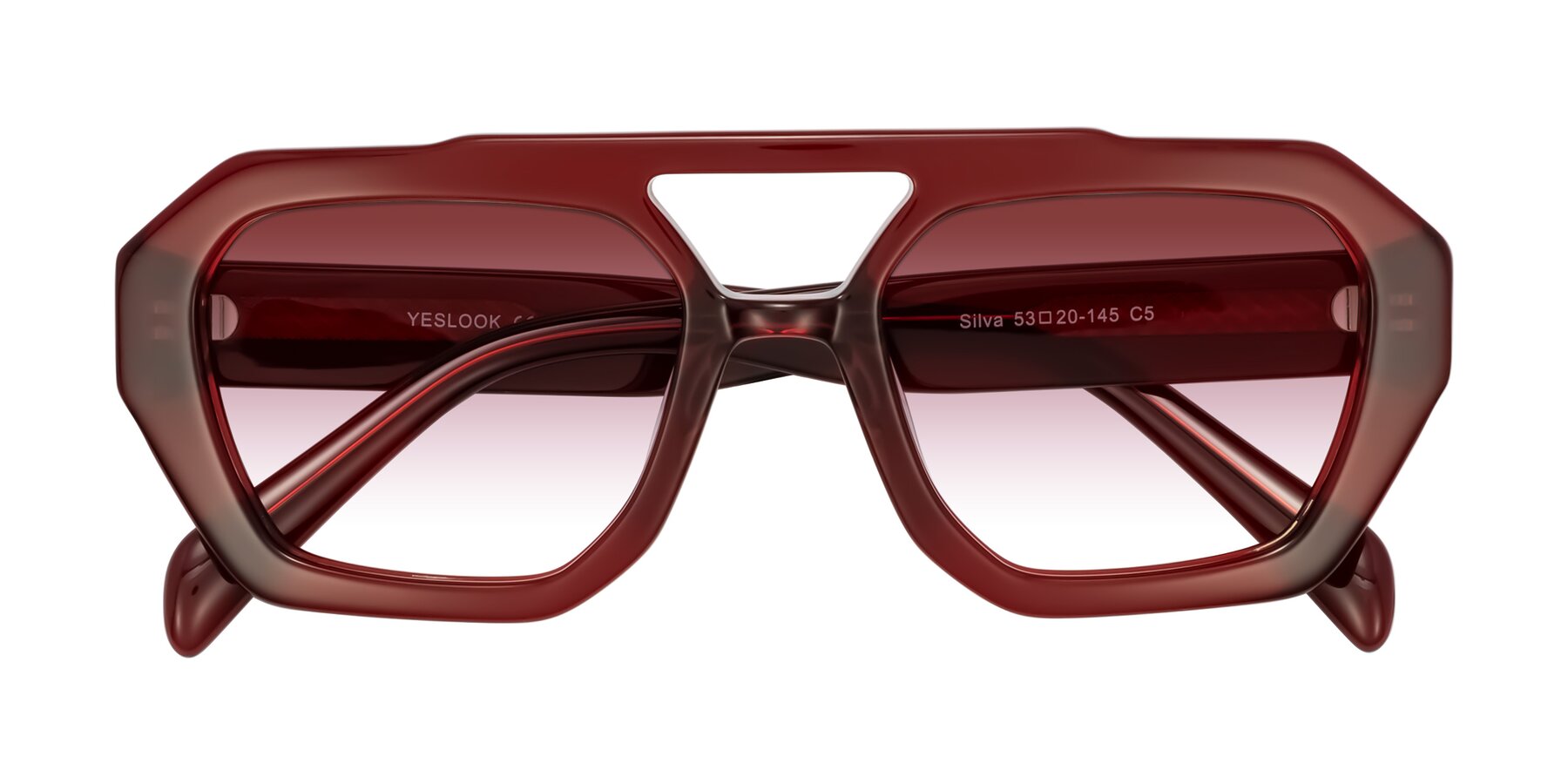 Folded Front of Silva in Wine with Garnet Gradient Lenses
