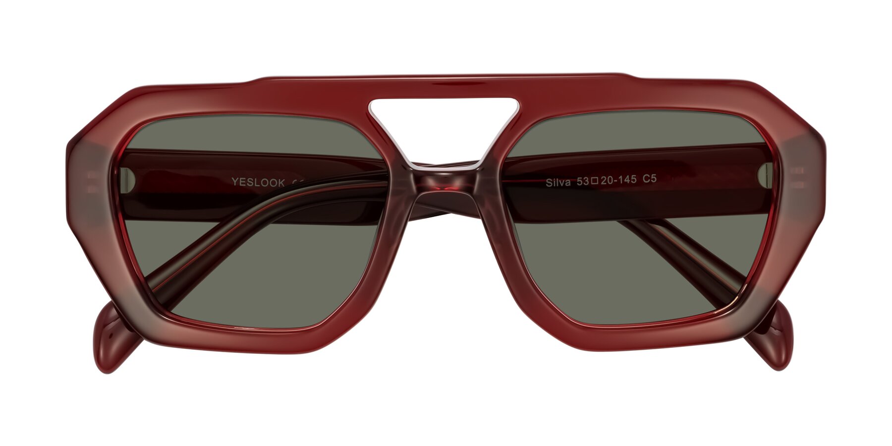 Folded Front of Silva in Wine with Gray Polarized Lenses