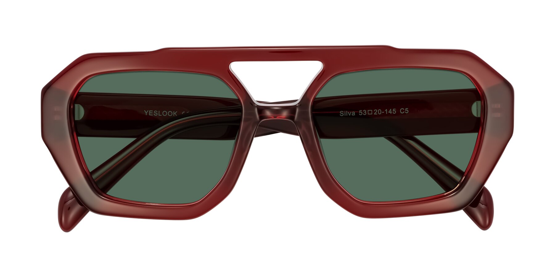 Folded Front of Silva in Wine with Green Polarized Lenses