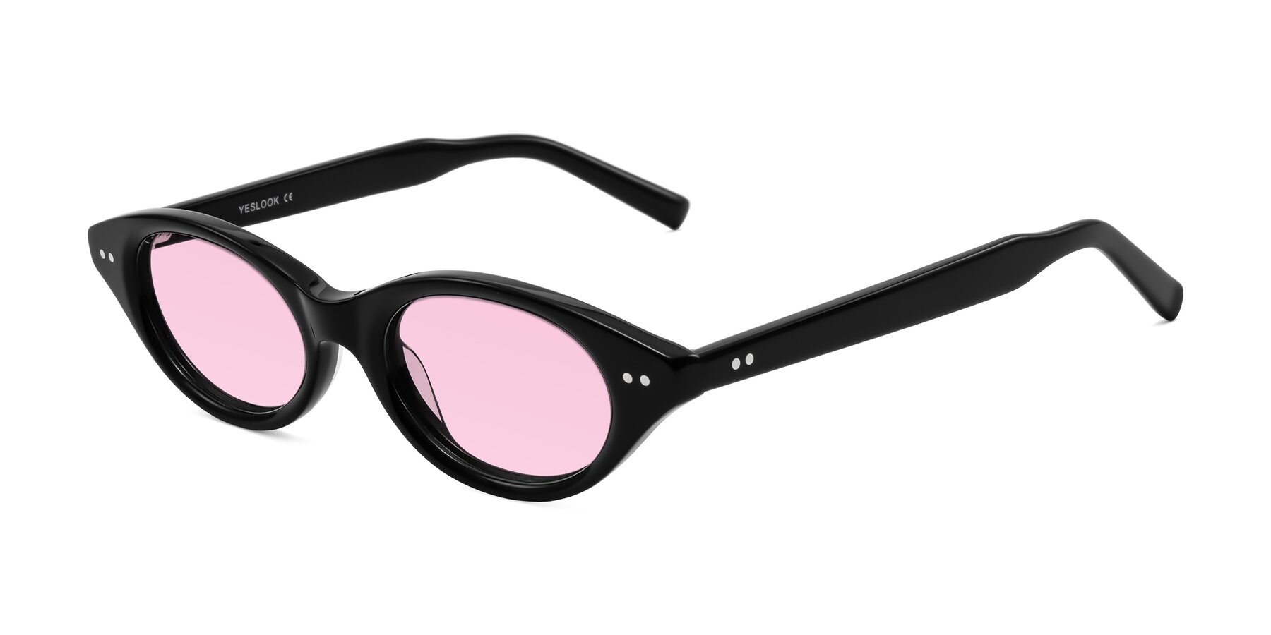Angle of Mitri in Black with Light Pink Tinted Lenses