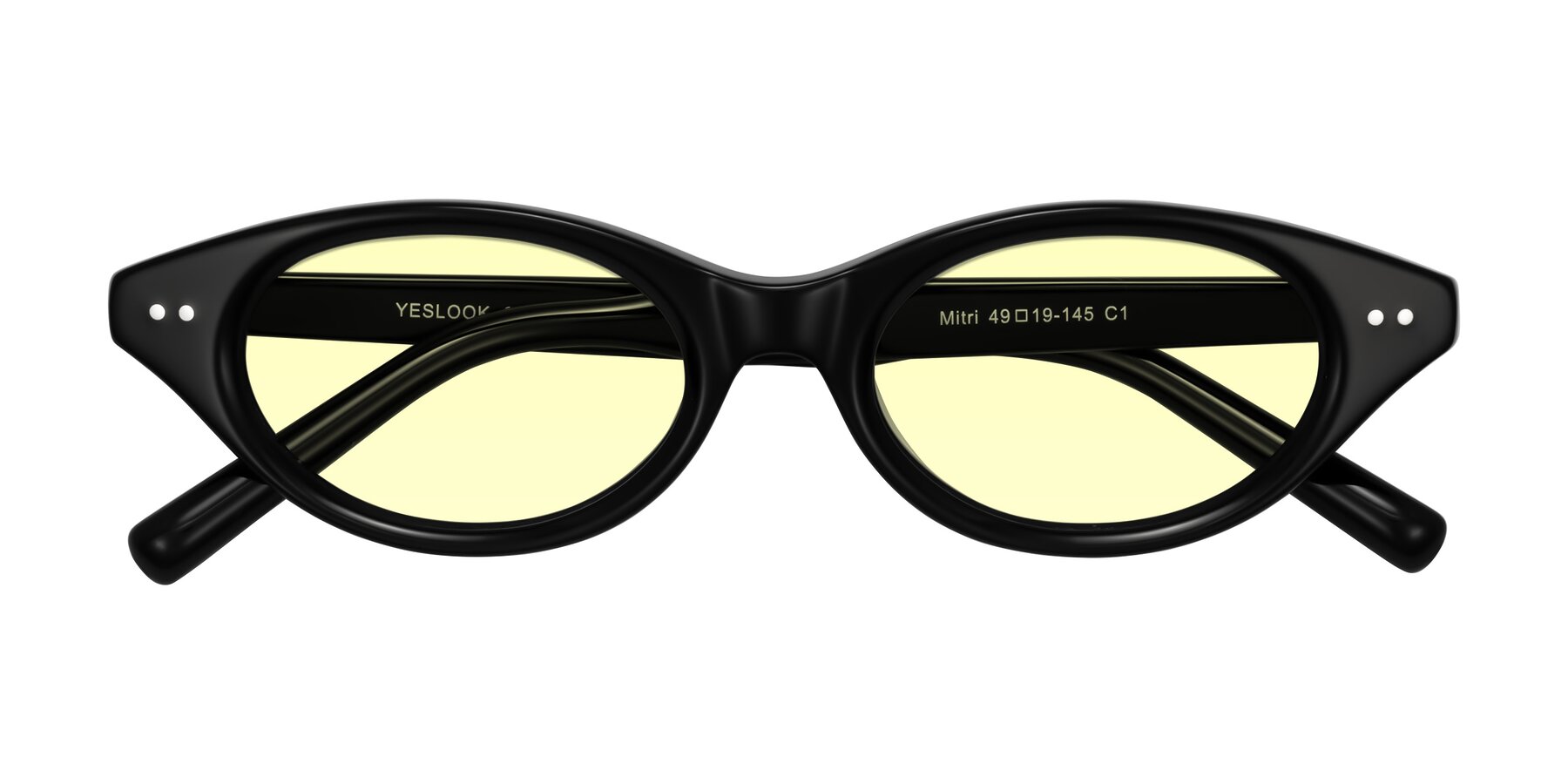 Folded Front of Mitri in Black with Light Yellow Tinted Lenses