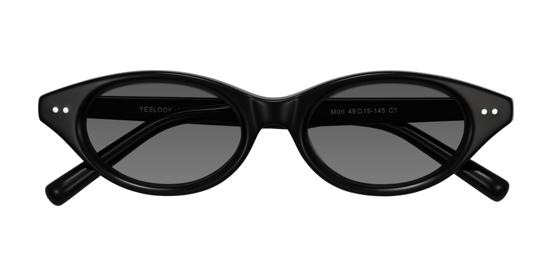 Folded Front of Mitri in Black with Medium Gray Tinted Lenses