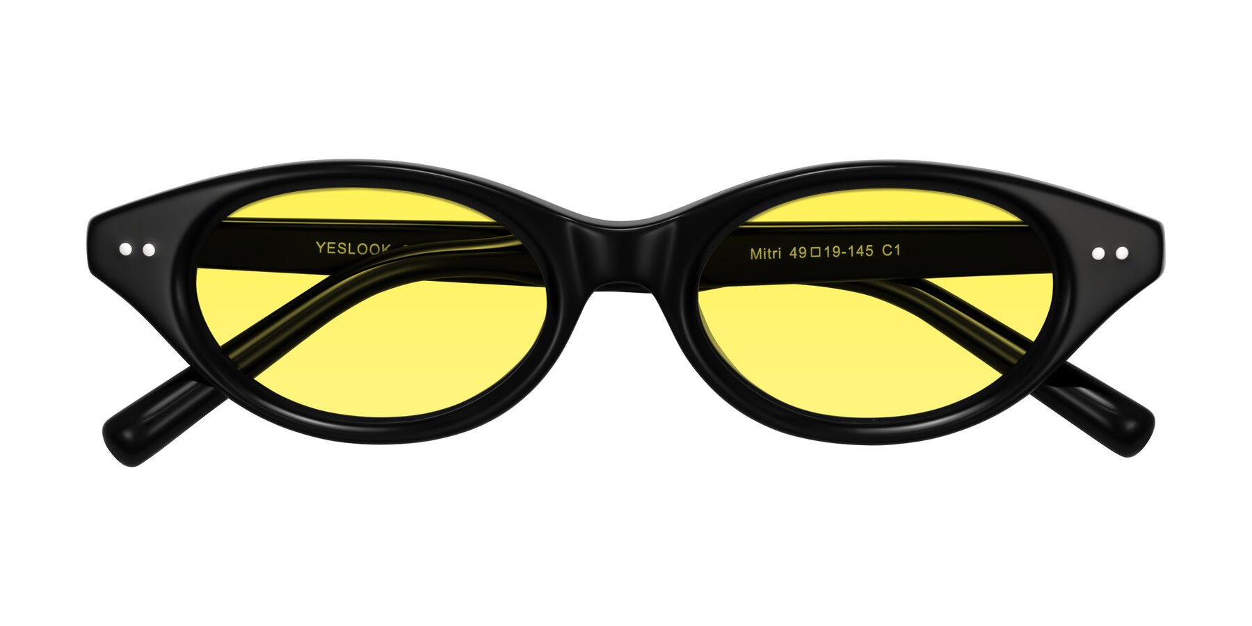 Folded Front of Mitri in Black with Medium Yellow Tinted Lenses
