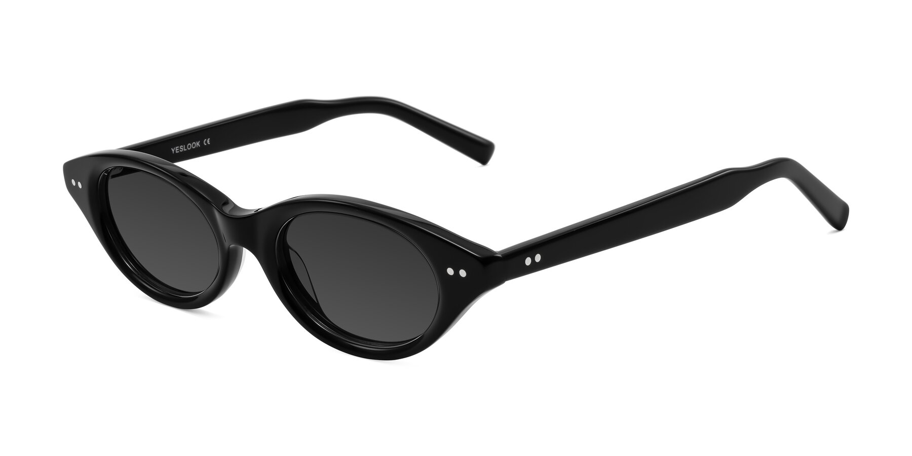 Angle of Mitri in Black with Gray Tinted Lenses
