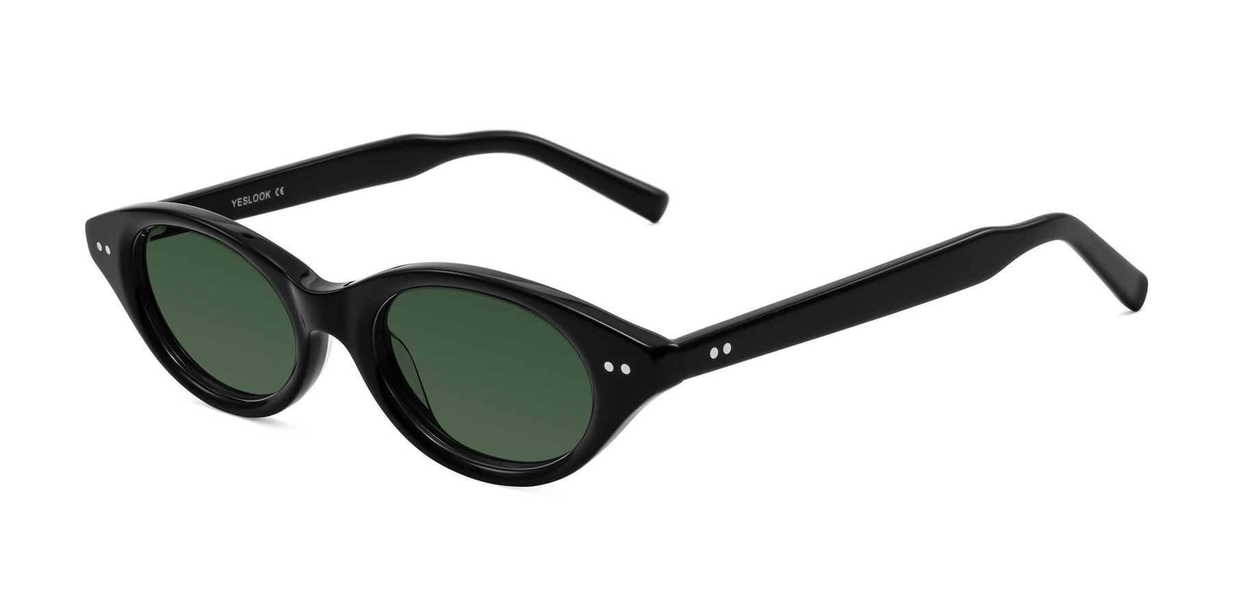 Angle of Mitri in Black with Green Tinted Lenses