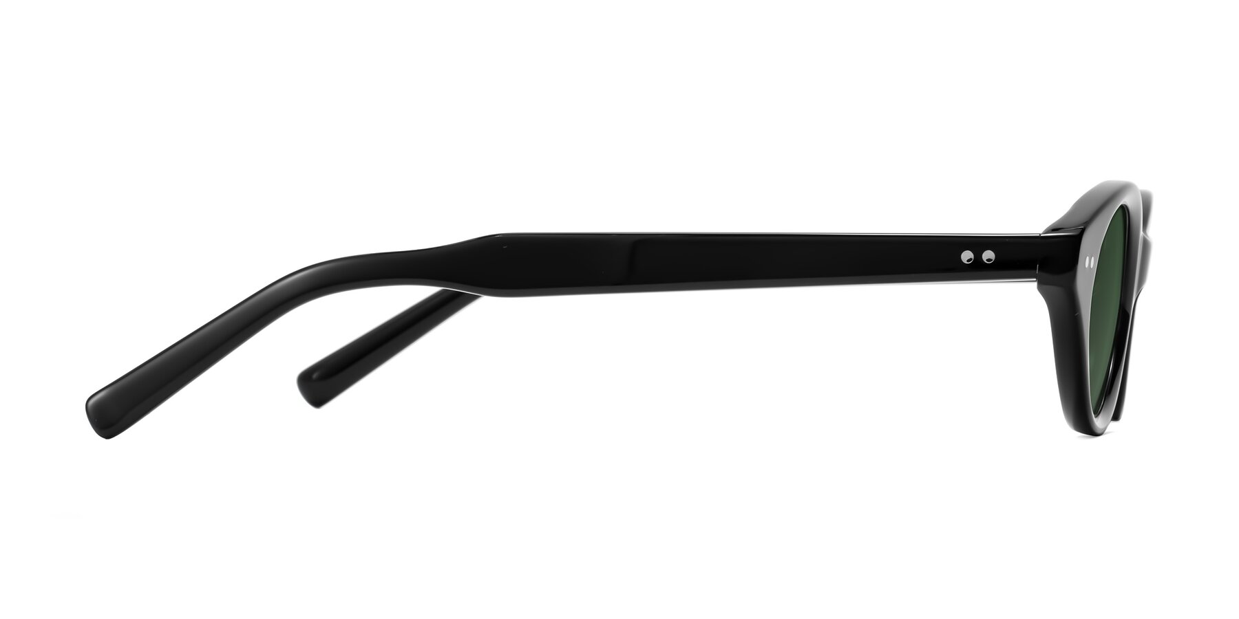 Side of Mitri in Black with Green Tinted Lenses