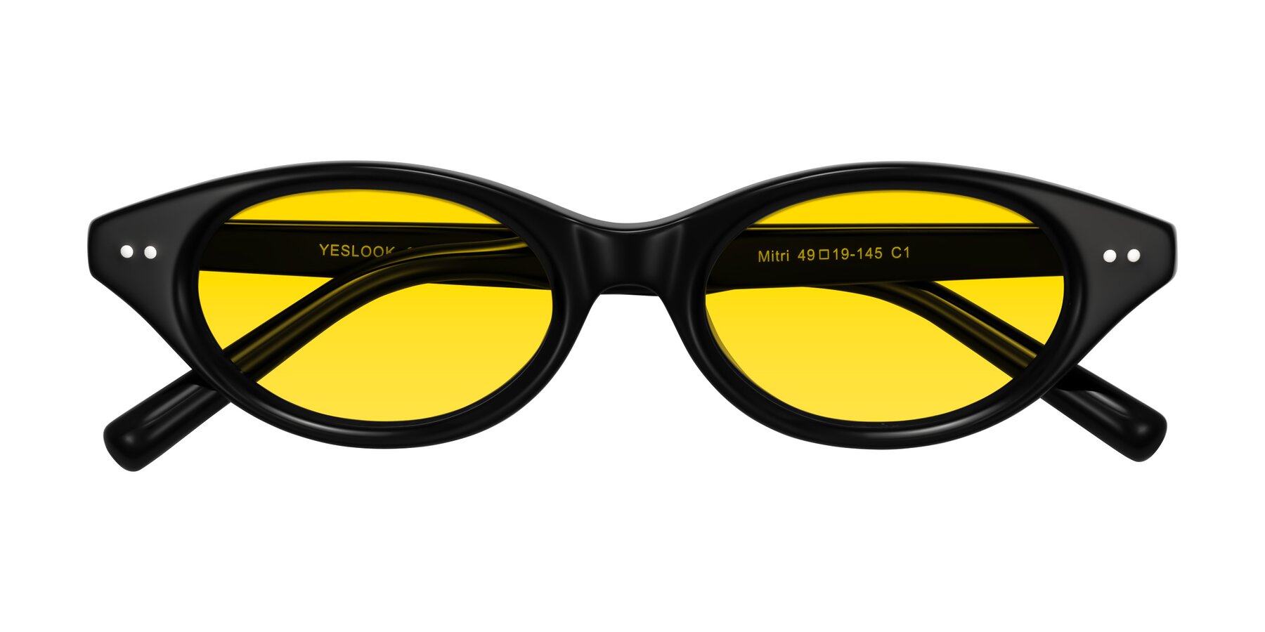 Folded Front of Mitri in Black with Yellow Tinted Lenses