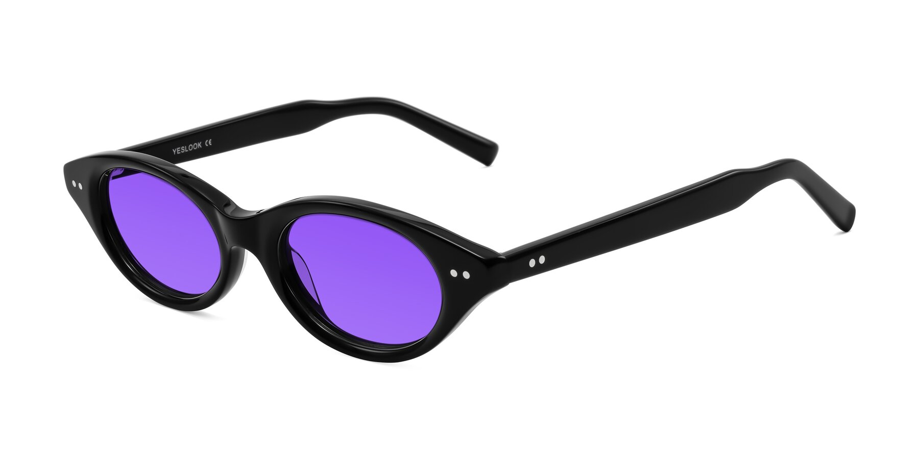 Angle of Mitri in Black with Purple Tinted Lenses