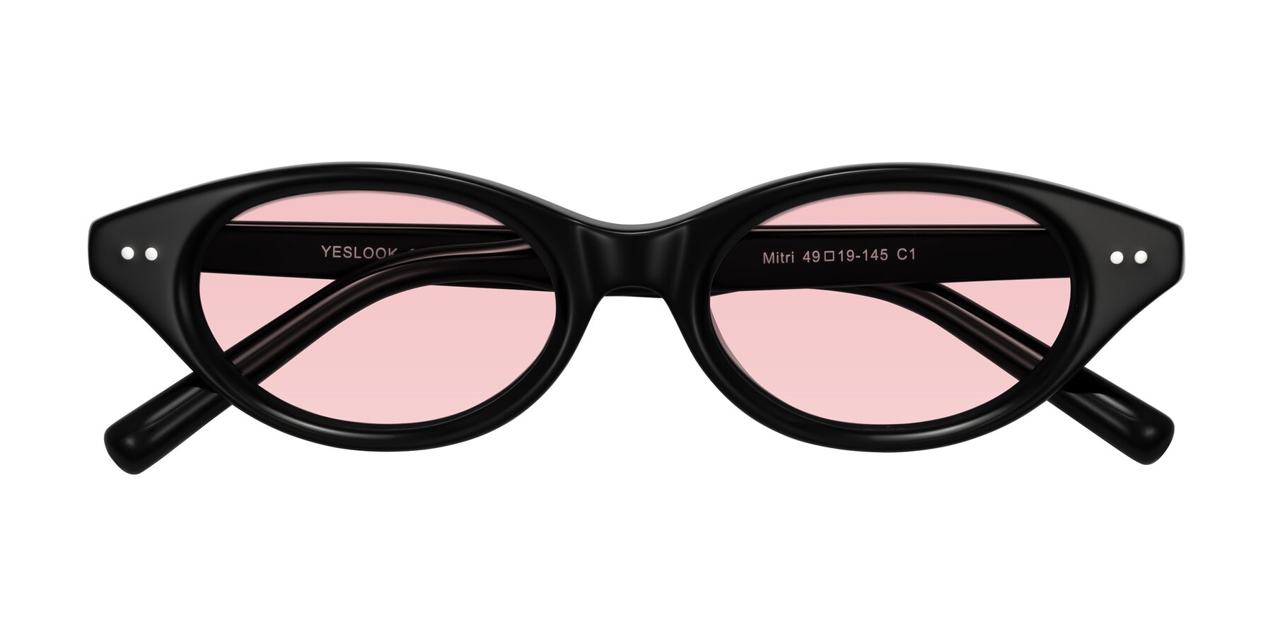 Folded Front of Mitri in Black with Light Garnet Tinted Lenses