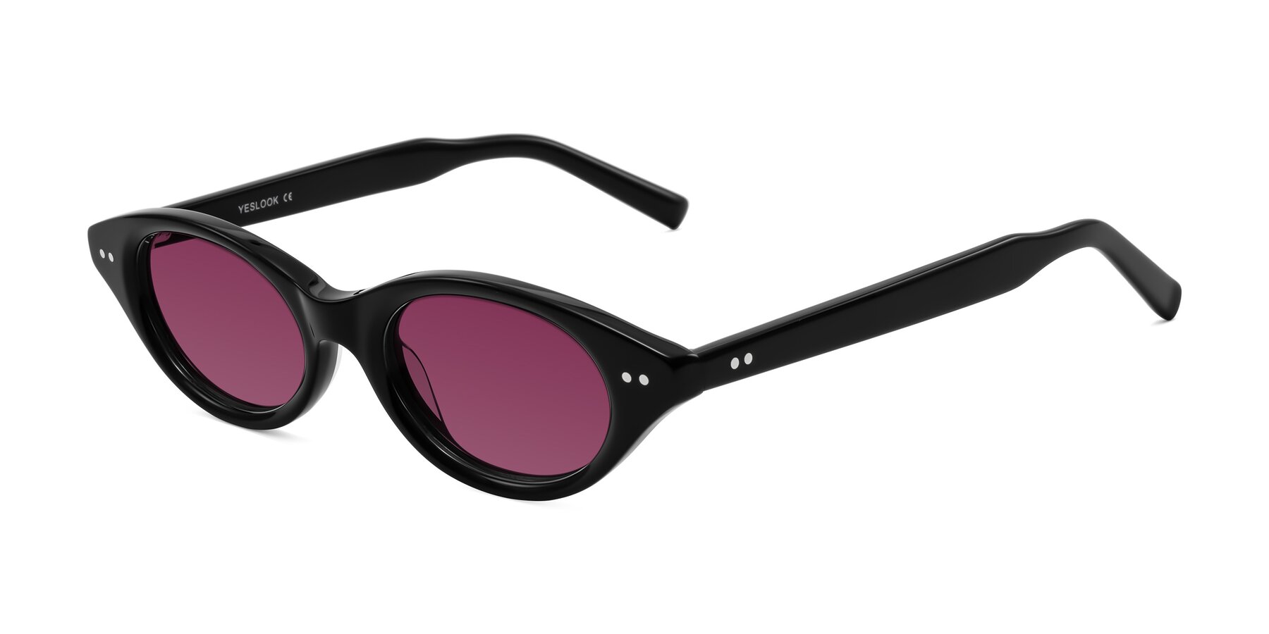Angle of Mitri in Black with Wine Tinted Lenses
