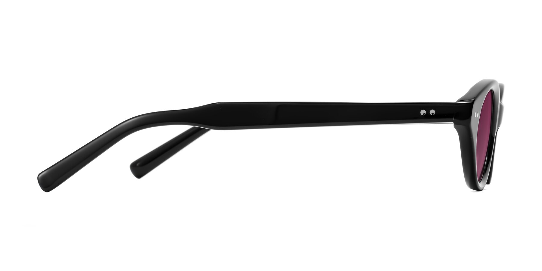 Side of Mitri in Black with Wine Tinted Lenses