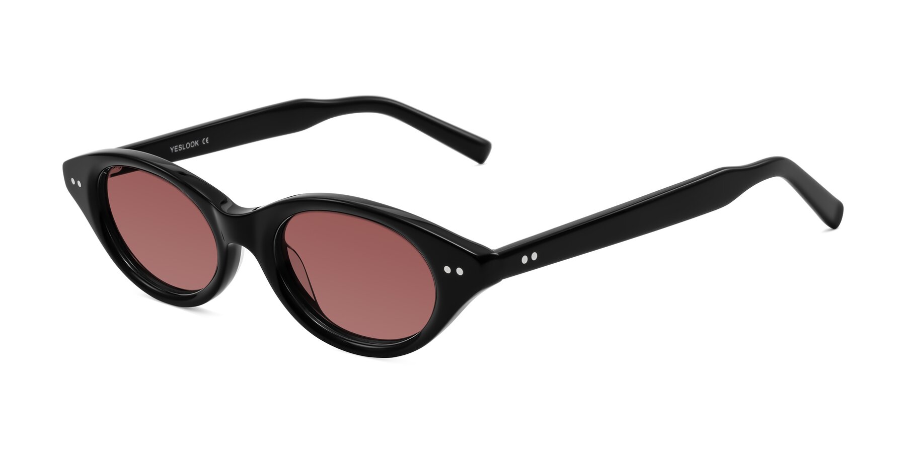 Angle of Mitri in Black with Garnet Tinted Lenses