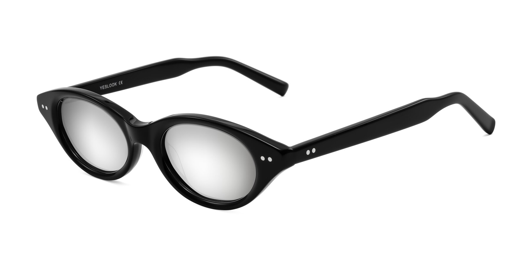 Angle of Mitri in Black with Silver Mirrored Lenses