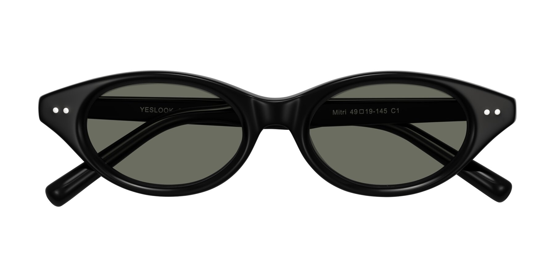Folded Front of Mitri in Black with Gray Polarized Lenses
