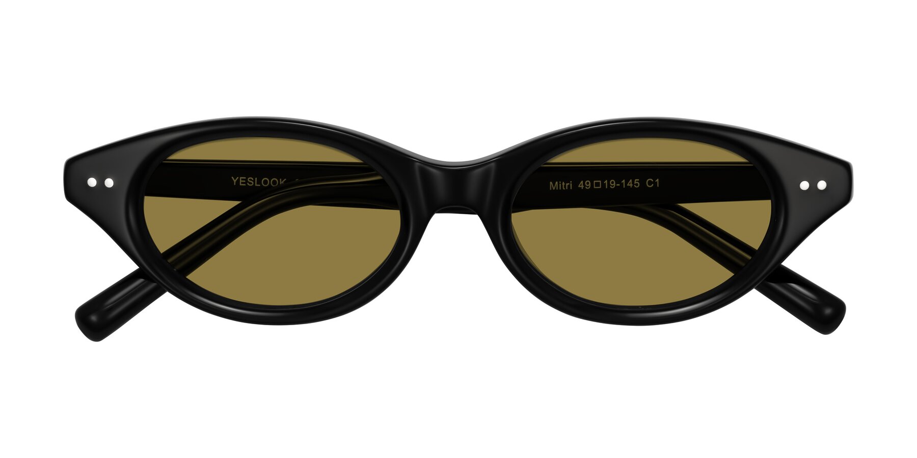 Folded Front of Mitri in Black with Brown Polarized Lenses
