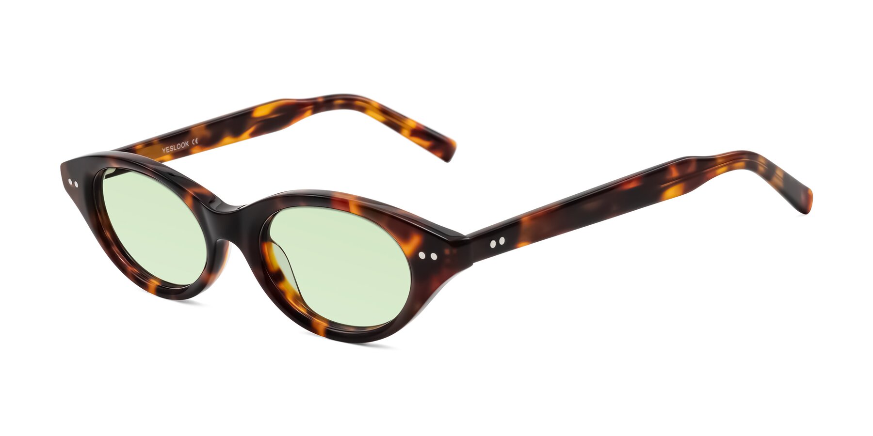 Angle of Mitri in Tortoise with Light Green Tinted Lenses