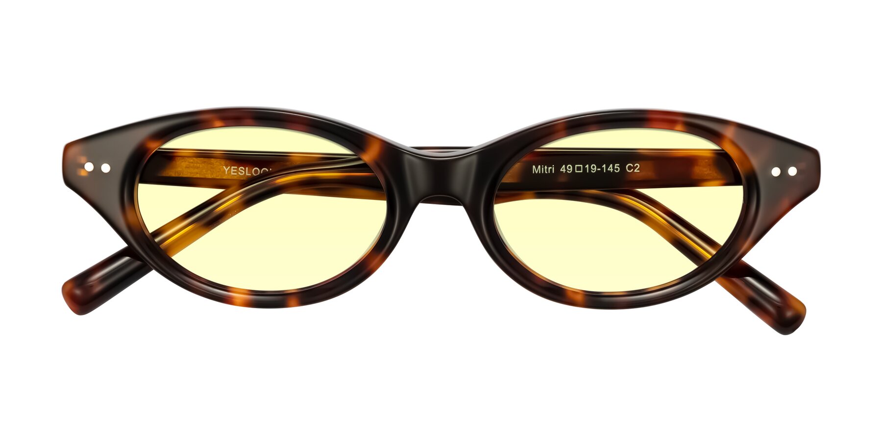 Folded Front of Mitri in Tortoise with Light Yellow Tinted Lenses