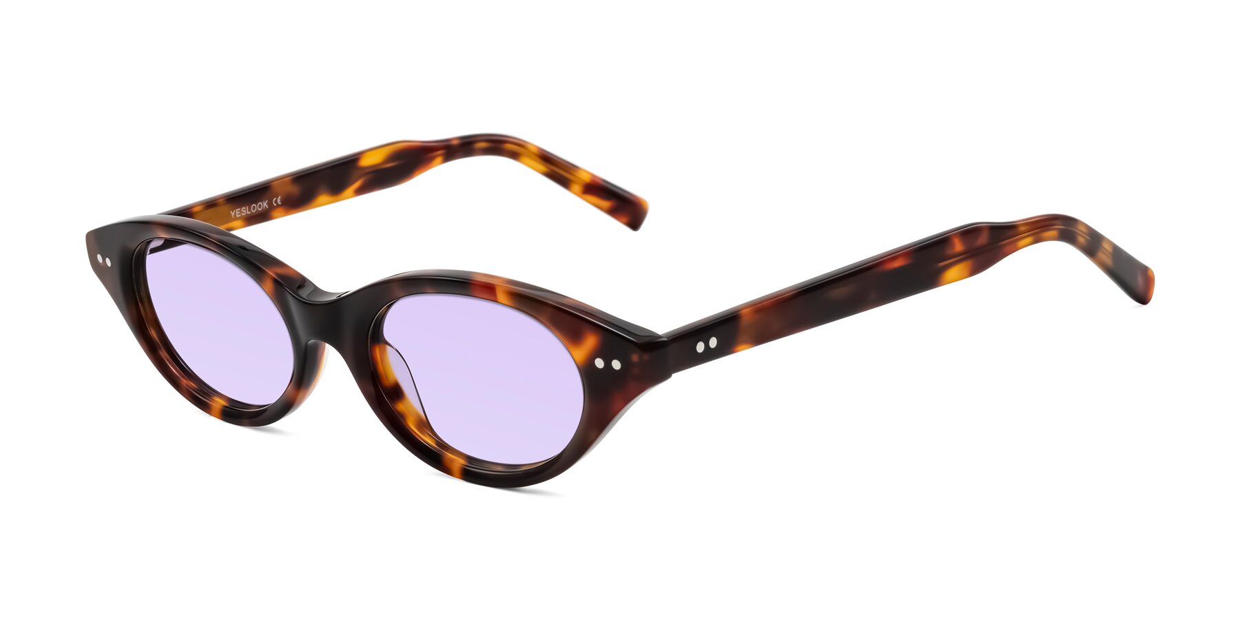Angle of Mitri in Tortoise with Light Purple Tinted Lenses