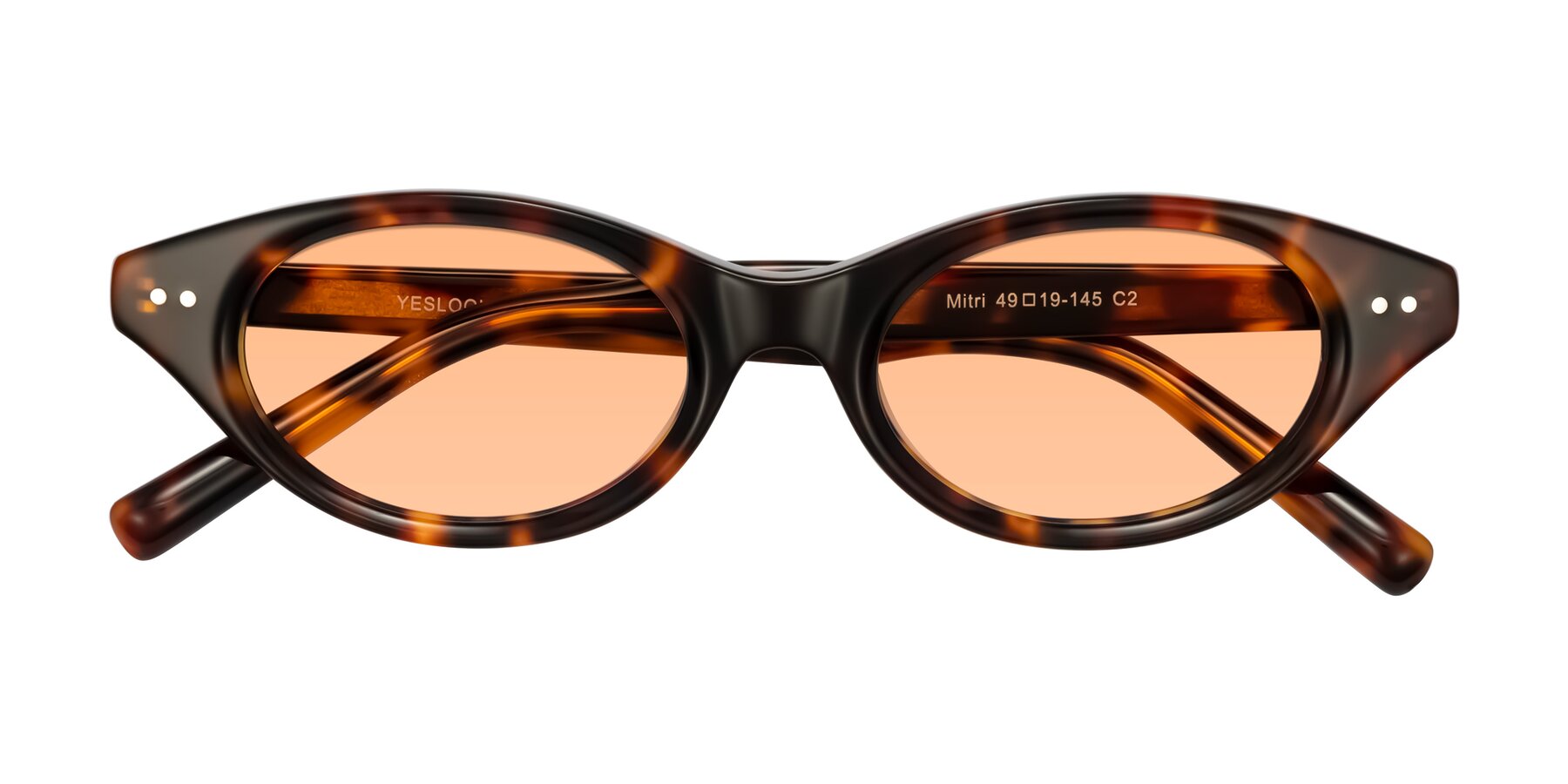 Folded Front of Mitri in Tortoise with Light Orange Tinted Lenses