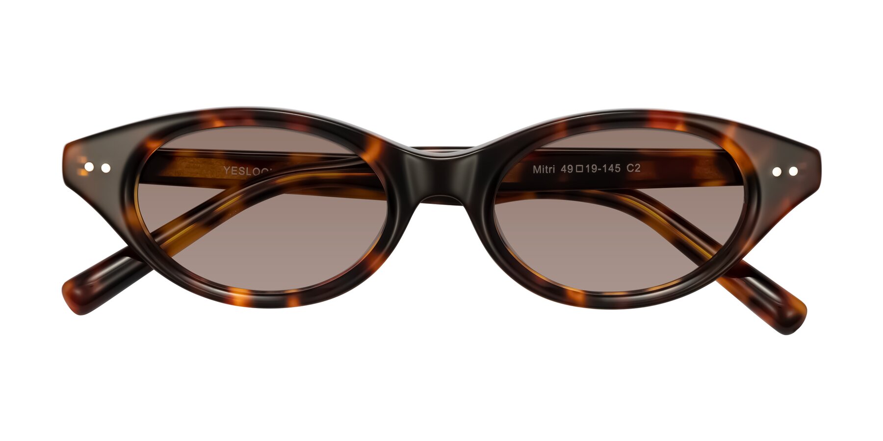 Folded Front of Mitri in Tortoise with Medium Brown Tinted Lenses