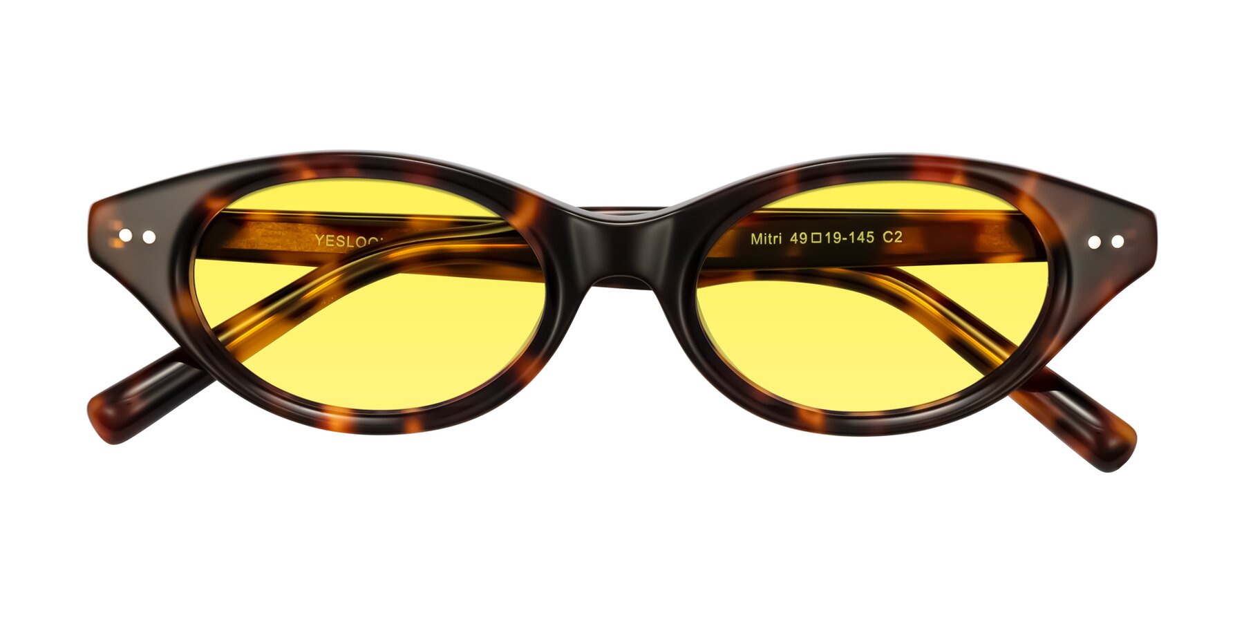 Folded Front of Mitri in Tortoise with Medium Yellow Tinted Lenses