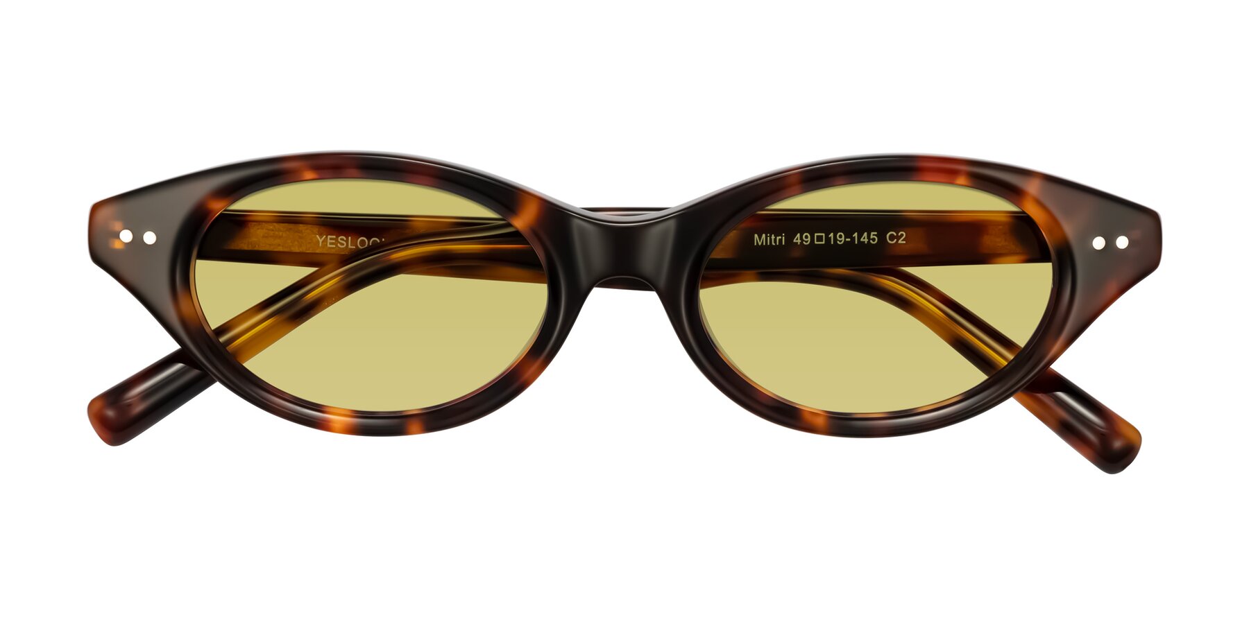 Folded Front of Mitri in Tortoise with Medium Champagne Tinted Lenses