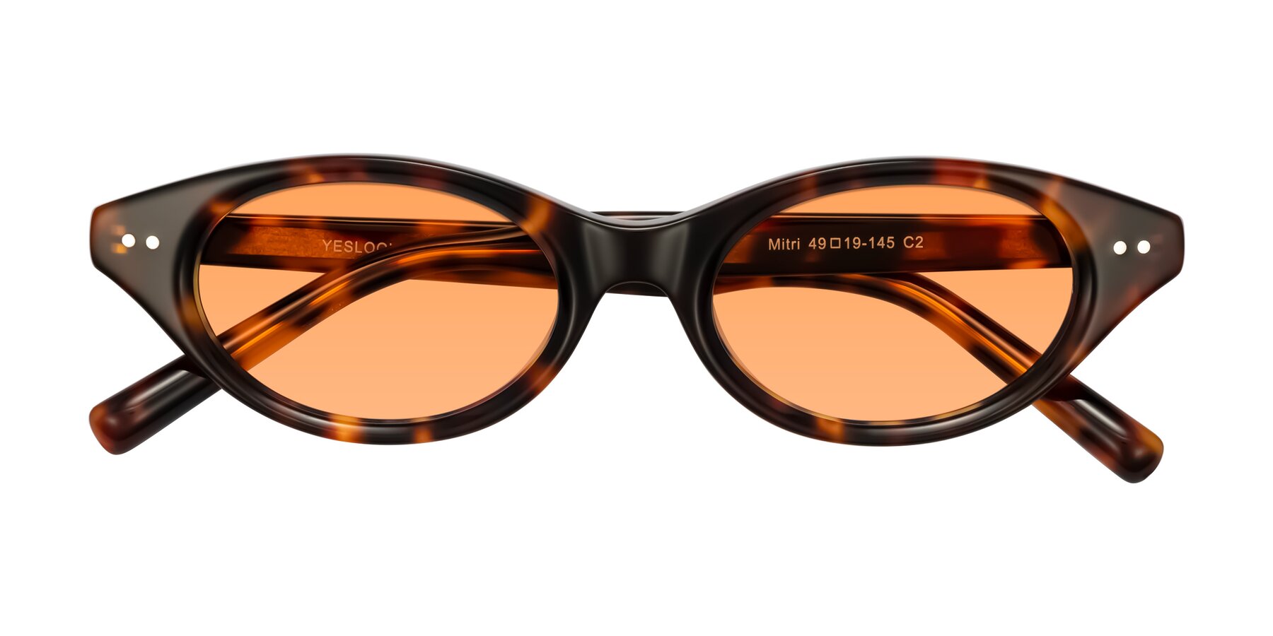 Folded Front of Mitri in Tortoise with Medium Orange Tinted Lenses