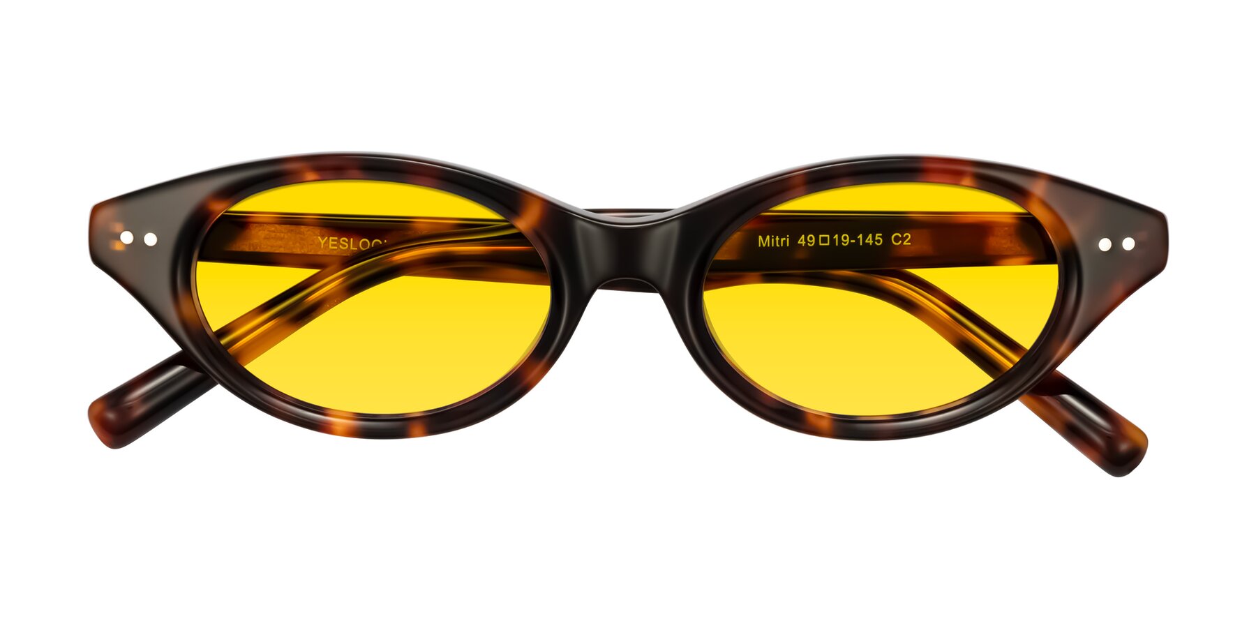 Folded Front of Mitri in Tortoise with Yellow Tinted Lenses