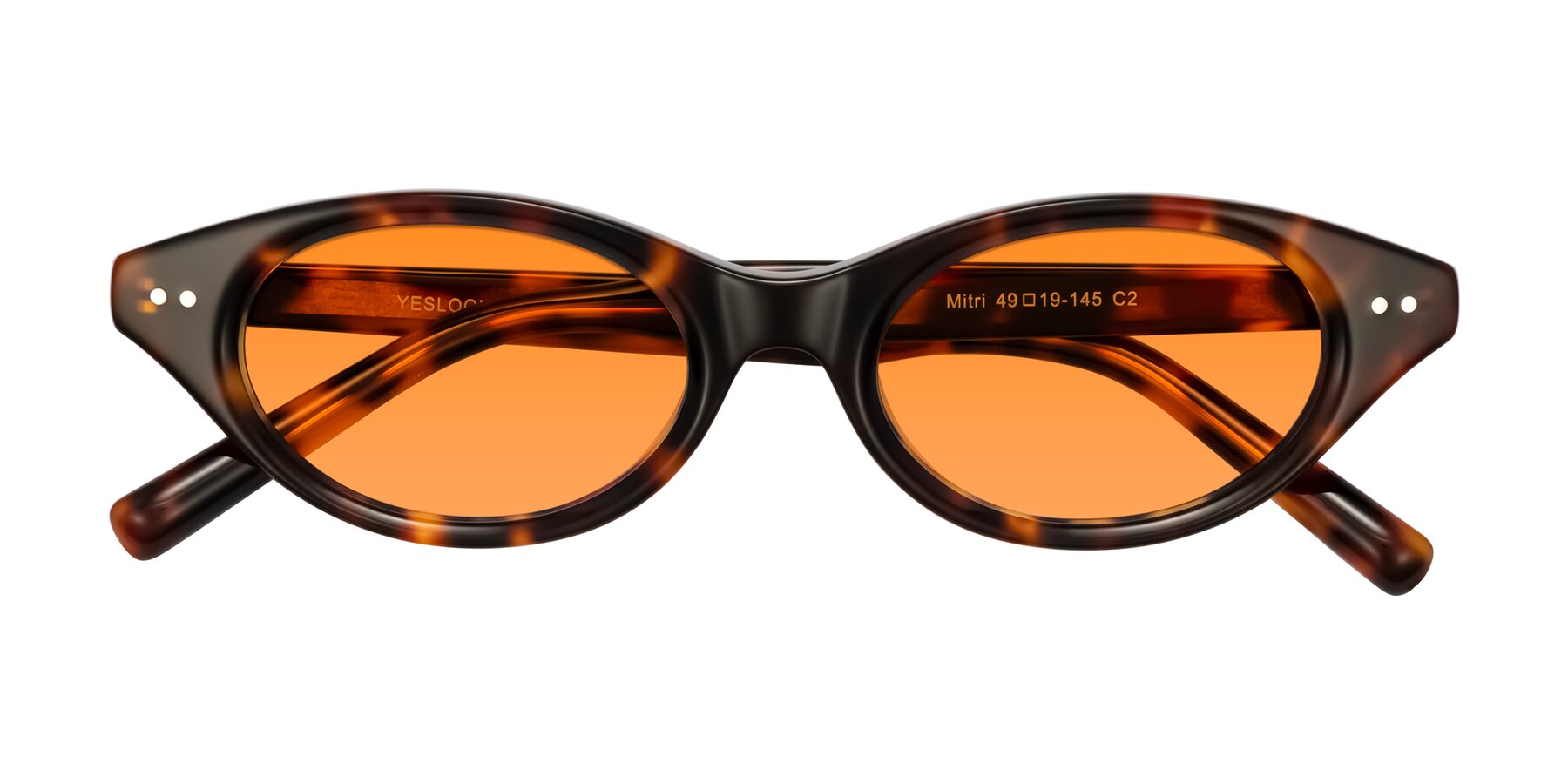 Folded Front of Mitri in Tortoise with Orange Tinted Lenses