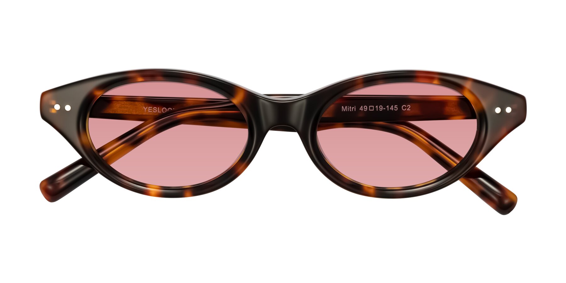 Folded Front of Mitri in Tortoise with Medium Garnet Tinted Lenses
