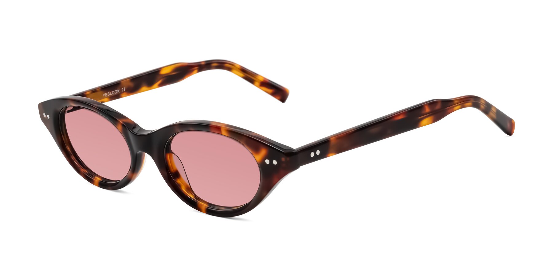 Angle of Mitri in Tortoise with Medium Garnet Tinted Lenses