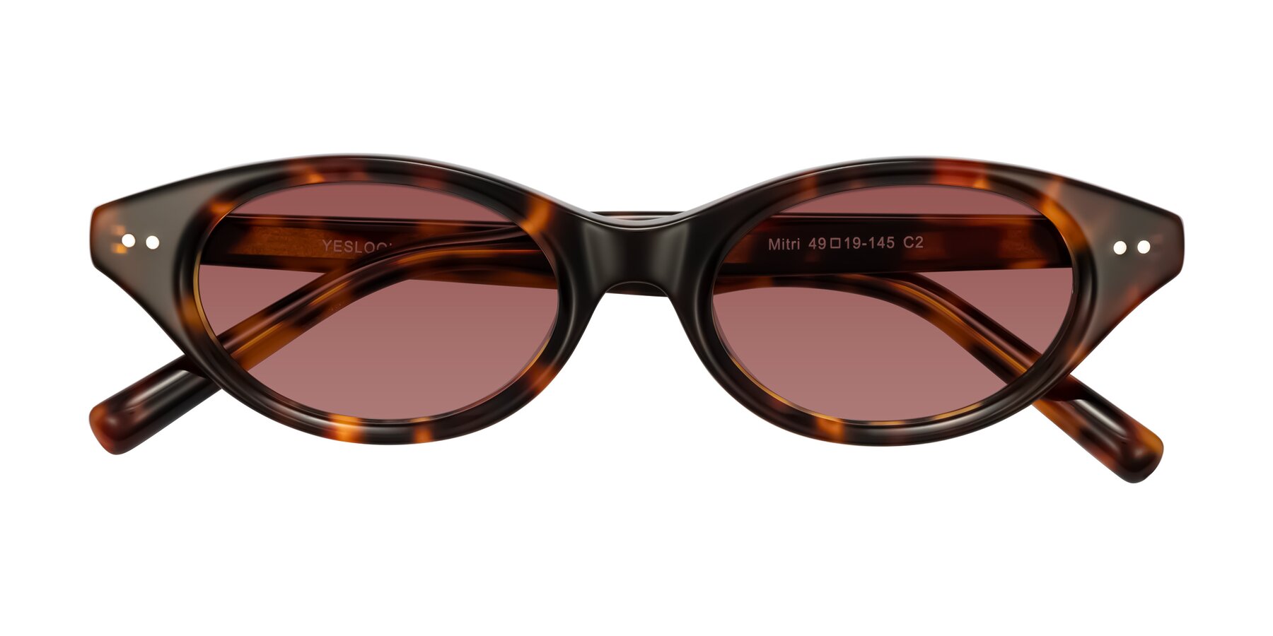 Folded Front of Mitri in Tortoise with Garnet Tinted Lenses