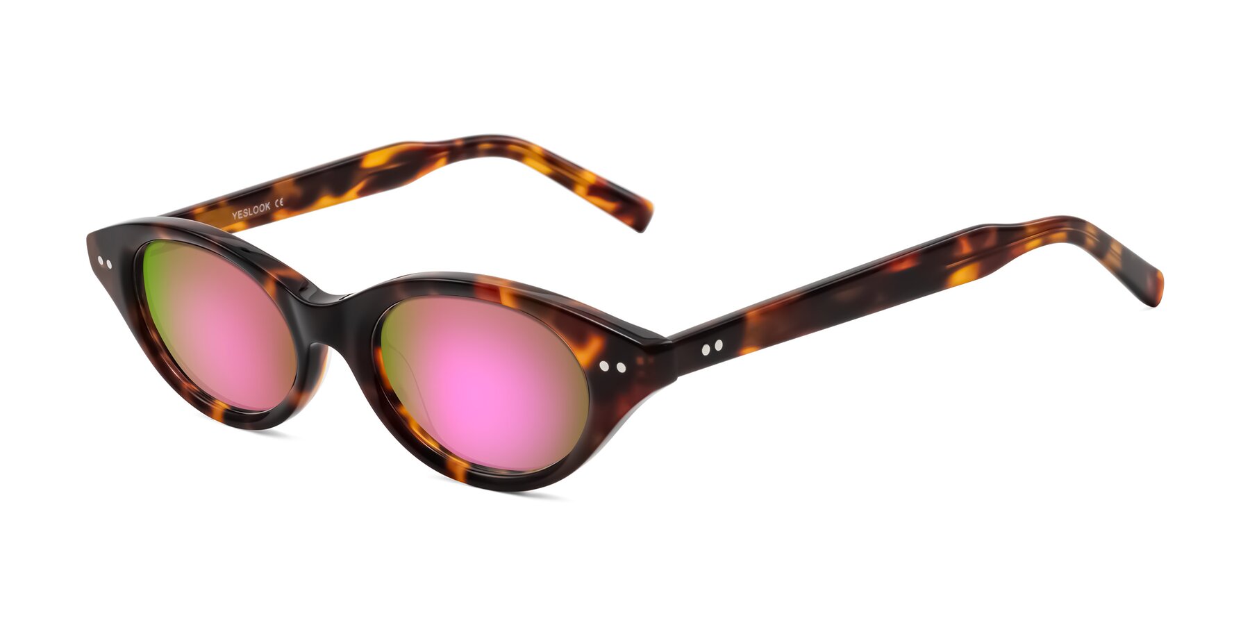 Angle of Mitri in Tortoise with Pink Mirrored Lenses