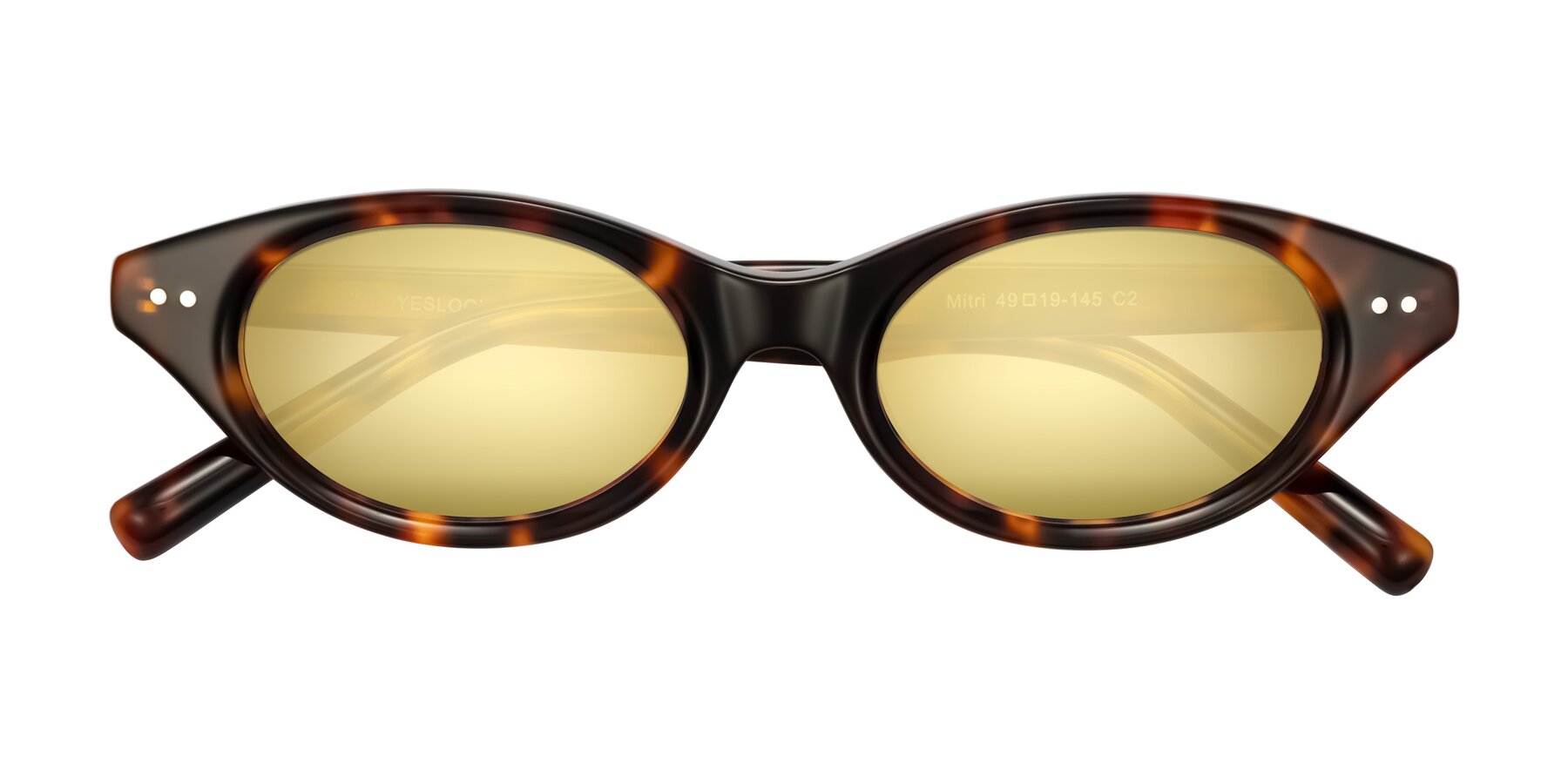 Folded Front of Mitri in Tortoise with Gold Mirrored Lenses